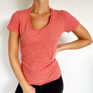 Eddie Bauer orange v-neck short sleeve cotton tee size XS